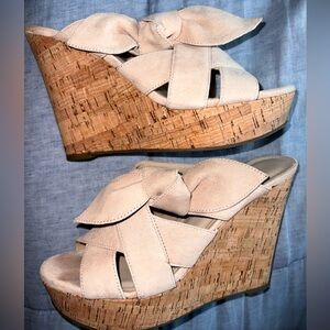 Marc Fisher Beige Wedge Sandals